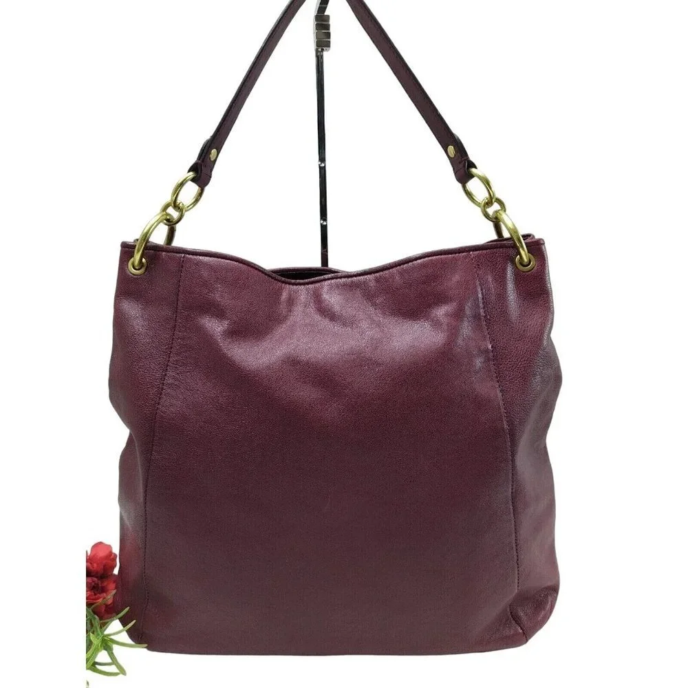 Coach Park Haircalf Leather Turn lock Pocket Large Hobo F24662 Oxblood Burgundy